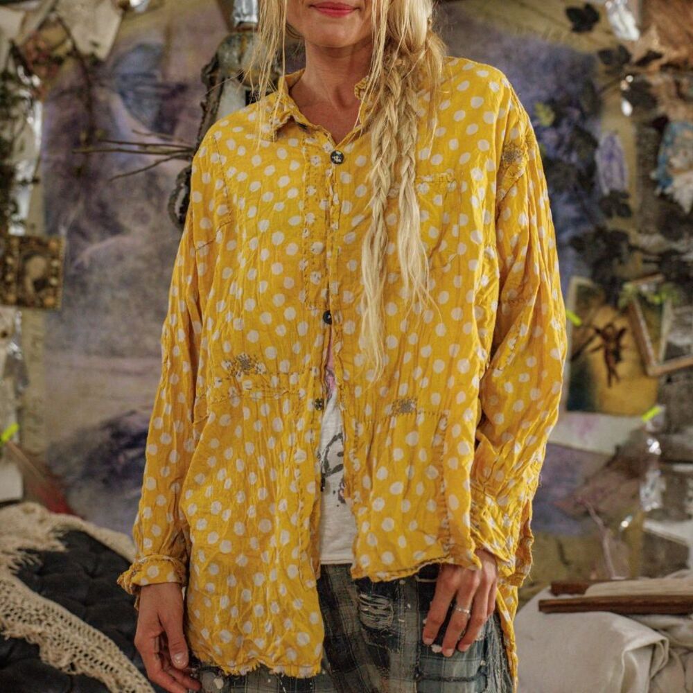 Magnolia Pearl Shirt adison workshirt polka dot oversized womens Yellow one size